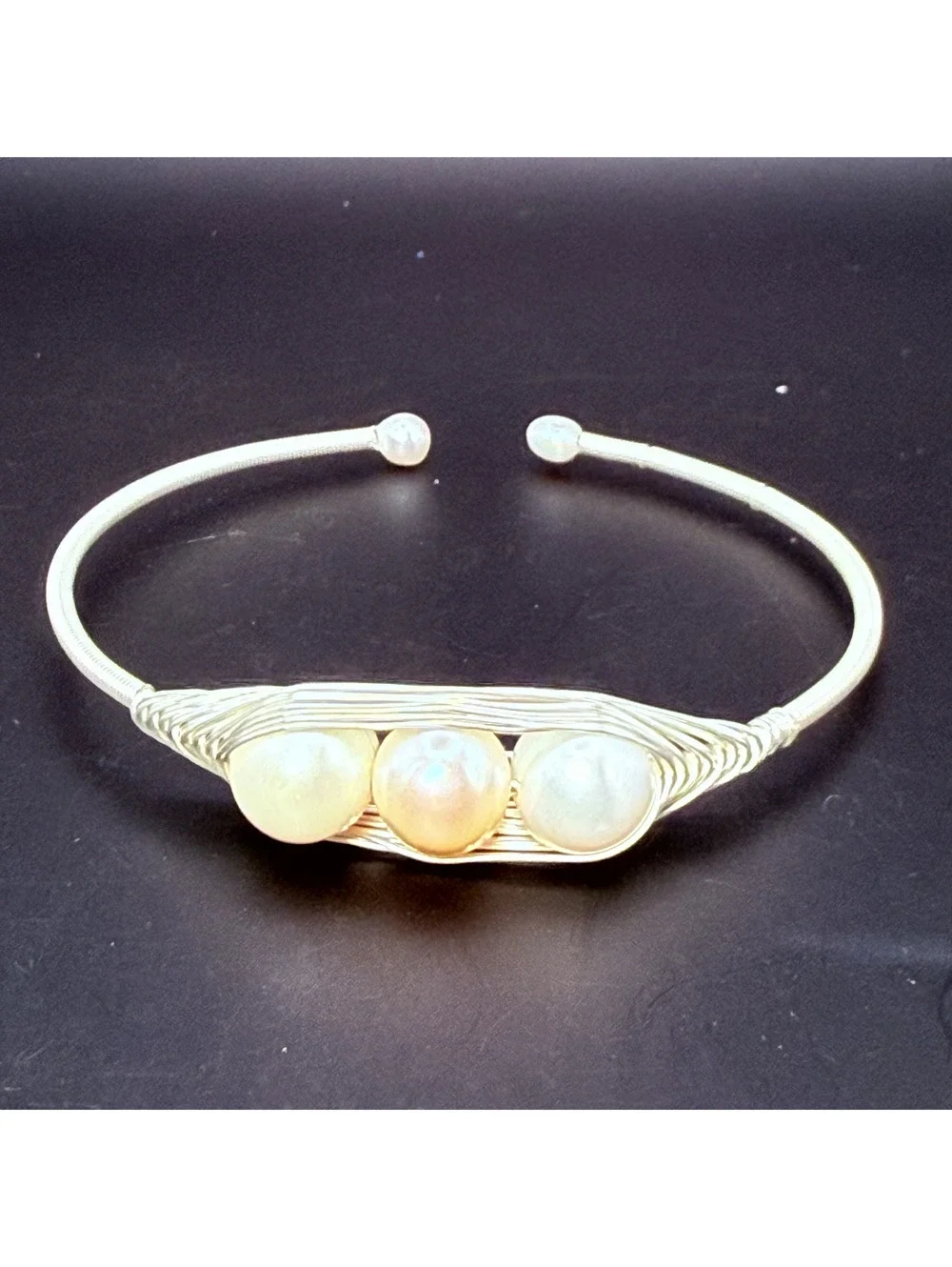 candy+clover peas in a pod silver bangle bracelet